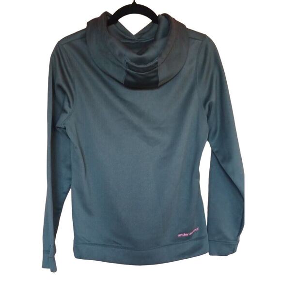 UNDER ARMOUR Sweatshirt Women's Medium Cold Gear Hoodie, Green, Camo Pouch Logo - Picture 5 of 6